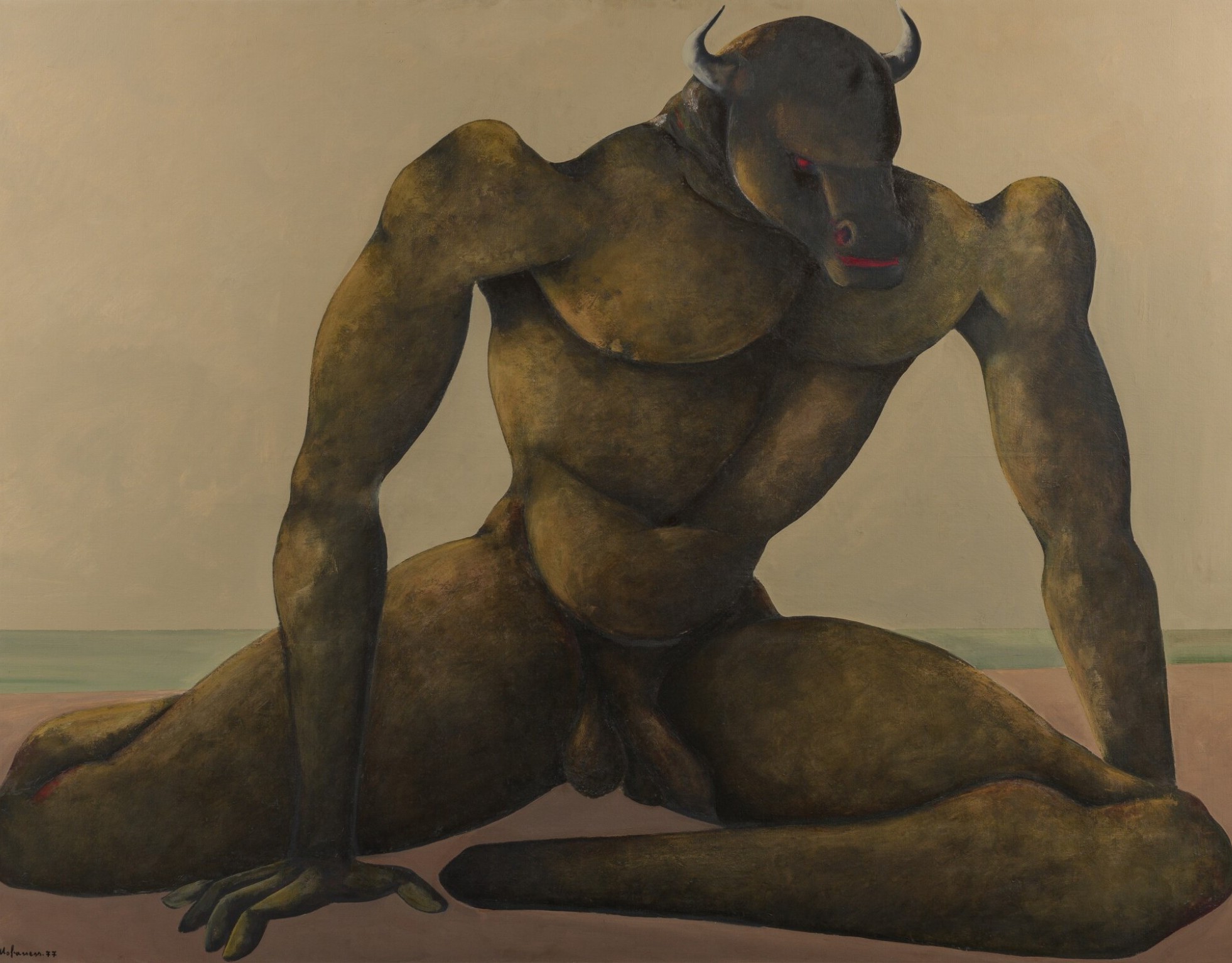 "Minotaur on the Shore," the most expensive work by Bahman Mohasses, sold at Sotheby's auction in London.