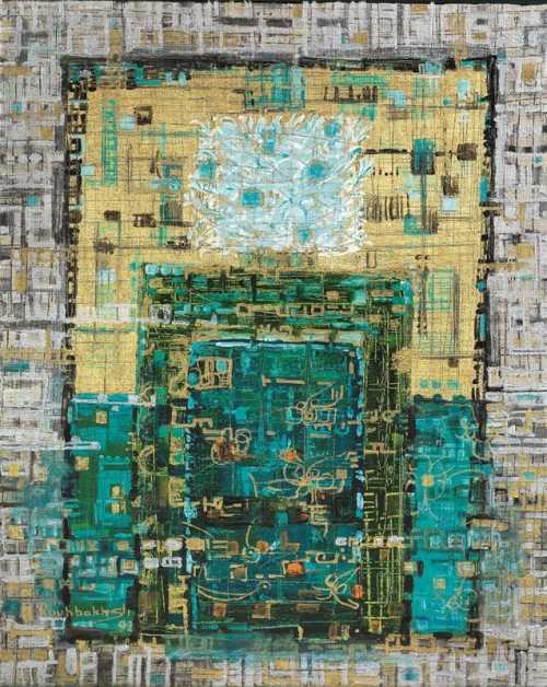 ArtChart | Abstract (Blue and Gold) by Jafar Rouhbakhsh