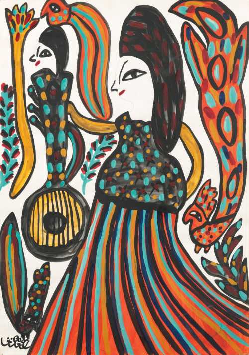 ArtChart | Femme à la Mandoline (Woman with Mandolin) by Baya Mahieddine
