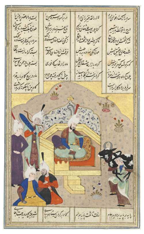 ArtChart | FIVE ILLUSTRATED FOLIOS AND AN ILLUMINATED TITLE PAGE FROM THE KHAMSA OF NIZAMI GANJAVI by Unknown Artist