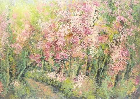 ArtChart | Avenue of trees in blossom by Manouchehr Niazi