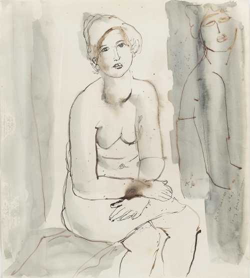ArtChart | Untitled (Seated Lady) by Fateh Al-Moudarres