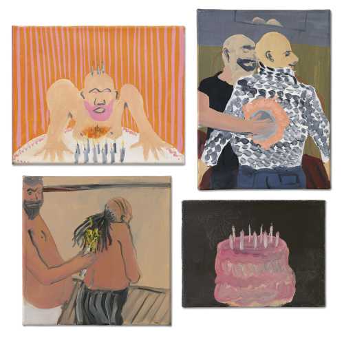 ArtChart | (i) Orange Burn (ii) Burning Hair (iii) Pull Over (iv) Pink Cake by Tala Madani