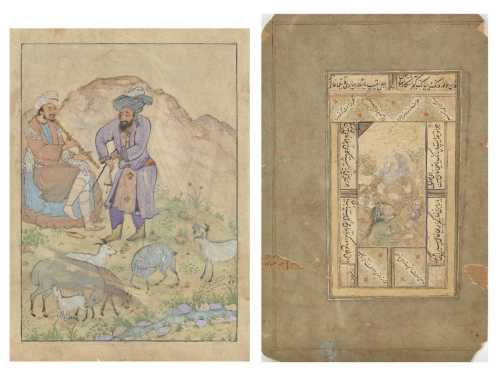آرتچارت | دو نقاشی قاجاری، ایران، اوایل قرن بیستم از هنرمند ناشناس