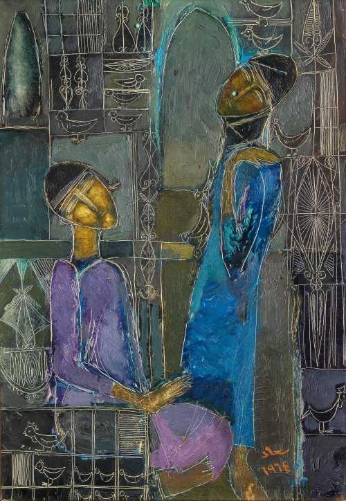 ArtChart | Two Women in the Market (Baghdadiyat) by Suad al-Attar