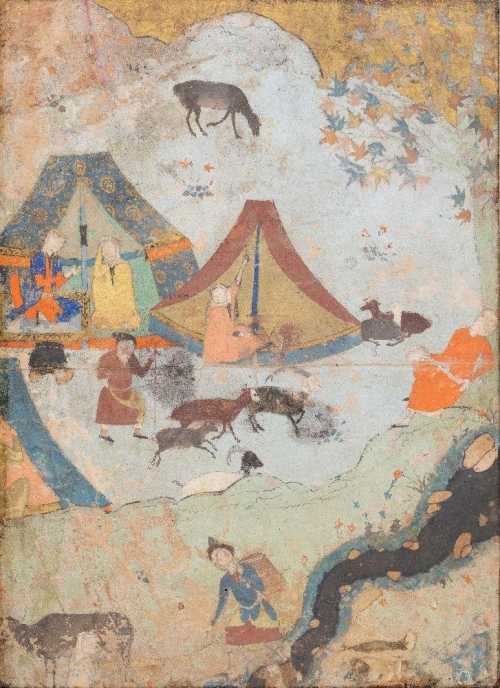 آرتچارت | نقاشی صفوی از لیلا و مجنون، ایران، قرن شانزدهم از هنرمند ناشناس