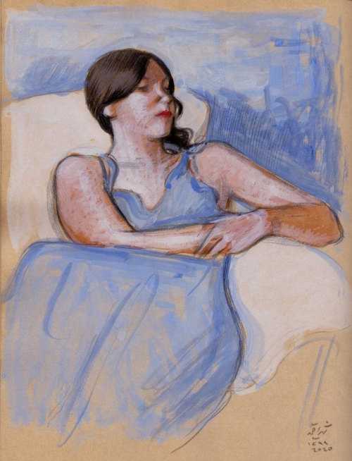 ArtChart | Woman in Blue Dress by Hoosein Shirahmadi
