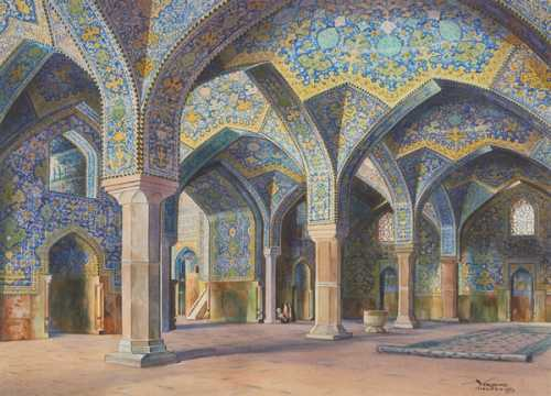 شبستان مسجد امام اصفهان، اثر یرواند نهاپتیان، 1351، آبرنگ روی مقوا